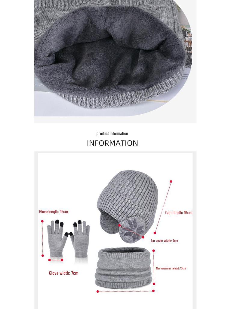 2153 Kids' Winter Hat & Fleece Scarf Set - Knitted Woolen, Warm Ear Protection, Pullover Design