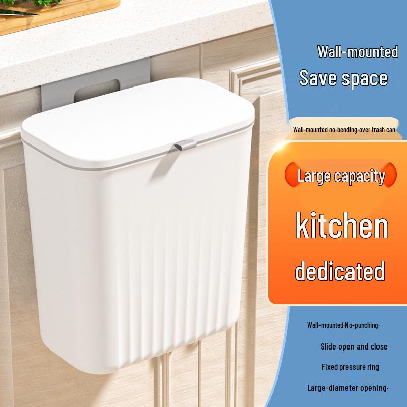 2024 Large Capacity Wall-Mounted Bathroom Trash Can with Flip and Sliding Lid