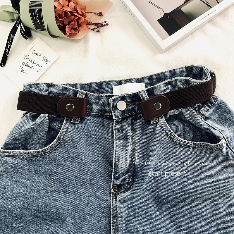 

Invisible Seamless Lazy Belt Women S Non-Punching Decorative Elastic Pants Belt Jeans Belt Hair темно-коричневого