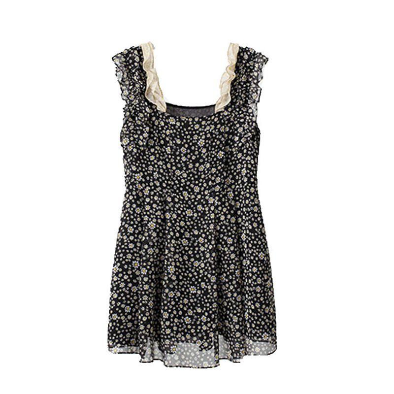 

Piooni Южная Корея Инс Летнее Уменьшающее возраст Кружево Кружево Квадратный вырез Милое Цветочное Платье-жилет Короткая юбка для женщин Picture Color S