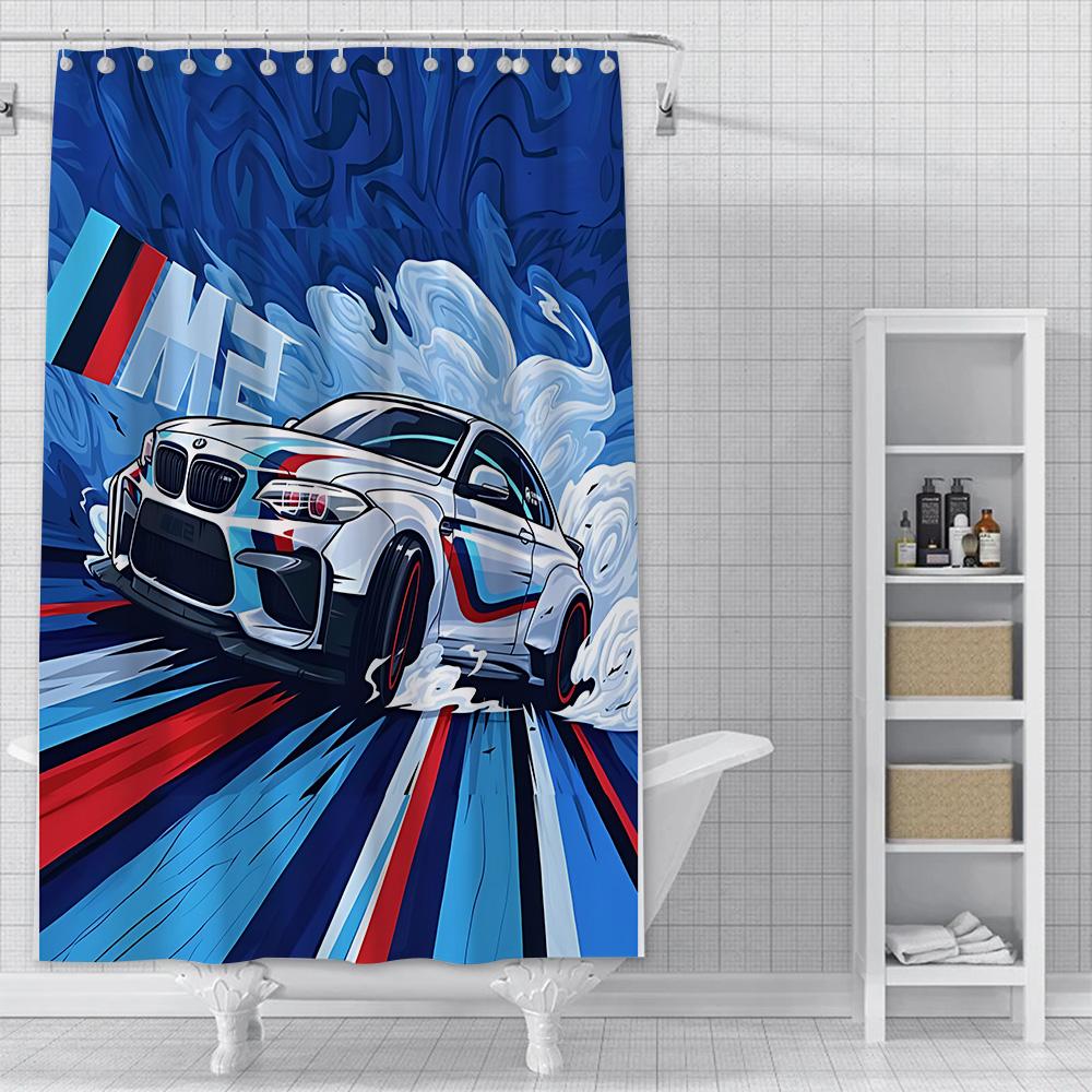 Shower Luxury Sports Car Logo Curtain Waterproof Polyester Fabric Paint Colorful Bath Curtains Home Bathroom Decor With Hook