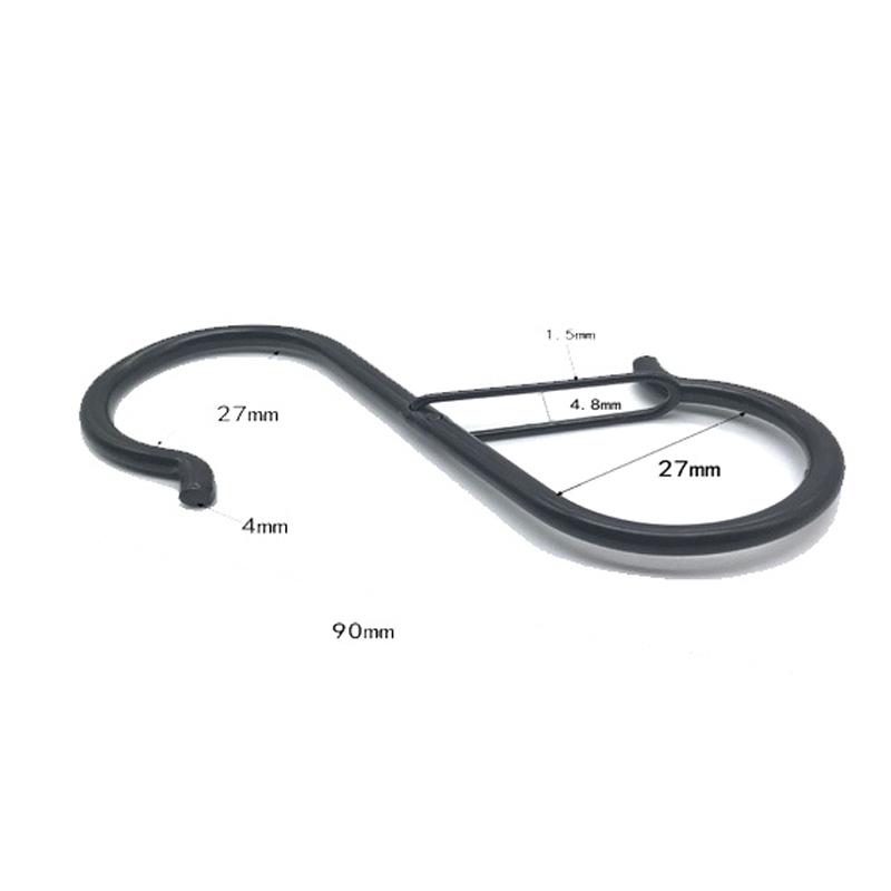 5PCS S-Shaped Hook with Safety Buckle Black Silver Metal Hook for Outdoor Flower Baskets Kitchen Utensil Bedroom Clothes Storage
