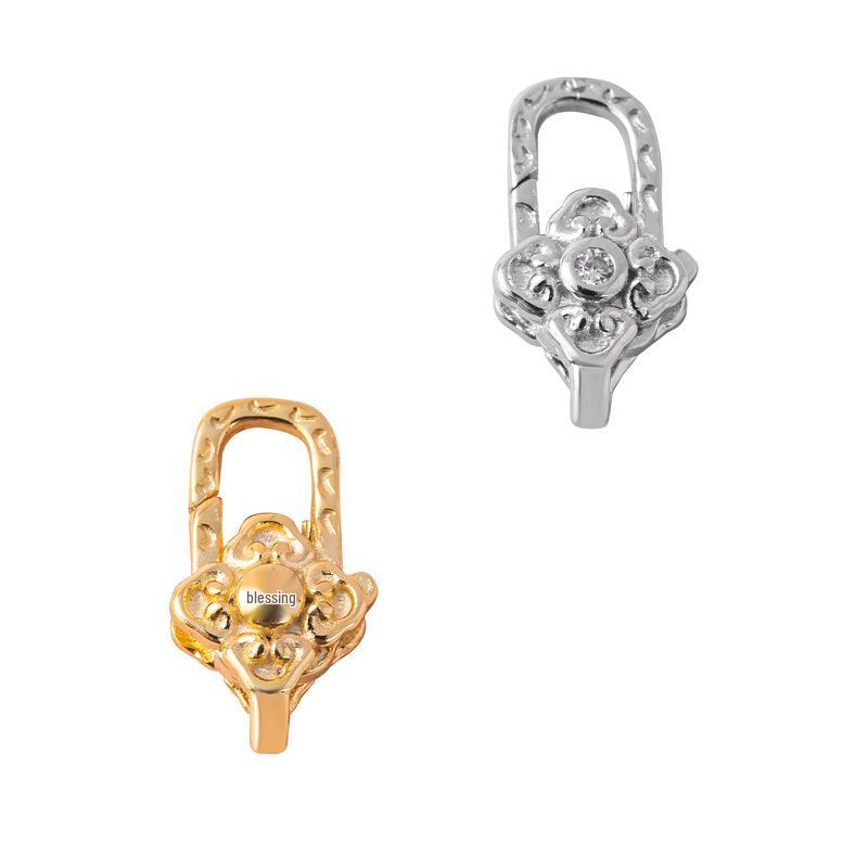S925 Sterling Silver Zircon Spring Lobster Clasp End Cap for DIY Bracelets and Necklaces