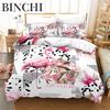 Soft Flamingo 3D Print Bedding Set Fresh Style Cartoon Animals Green Leaves Tropical Fruit Floral D