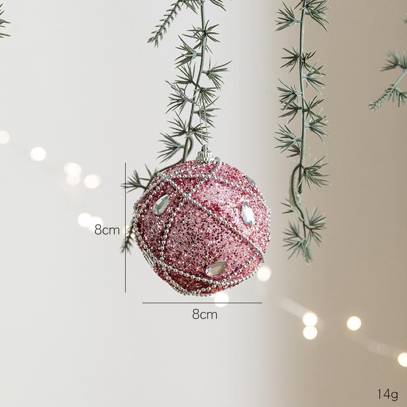 Lihui 8CM Růžová pěnová vánoční koule Ozdoba na zdobení stromku