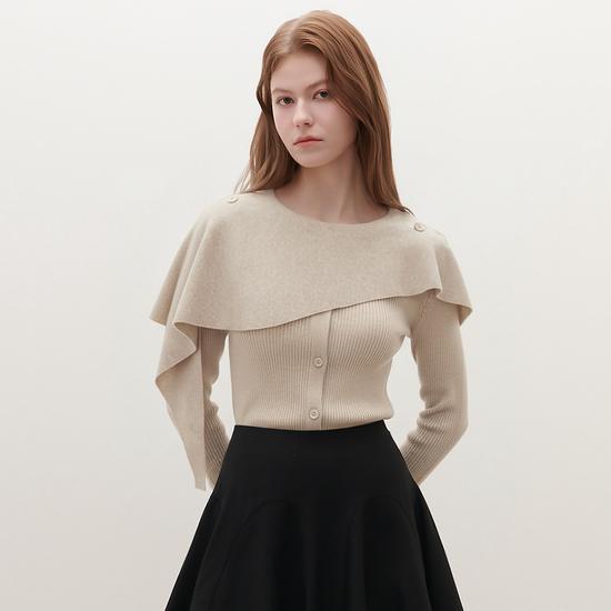 Unbalanced Cape Knit 2-Color O261T979