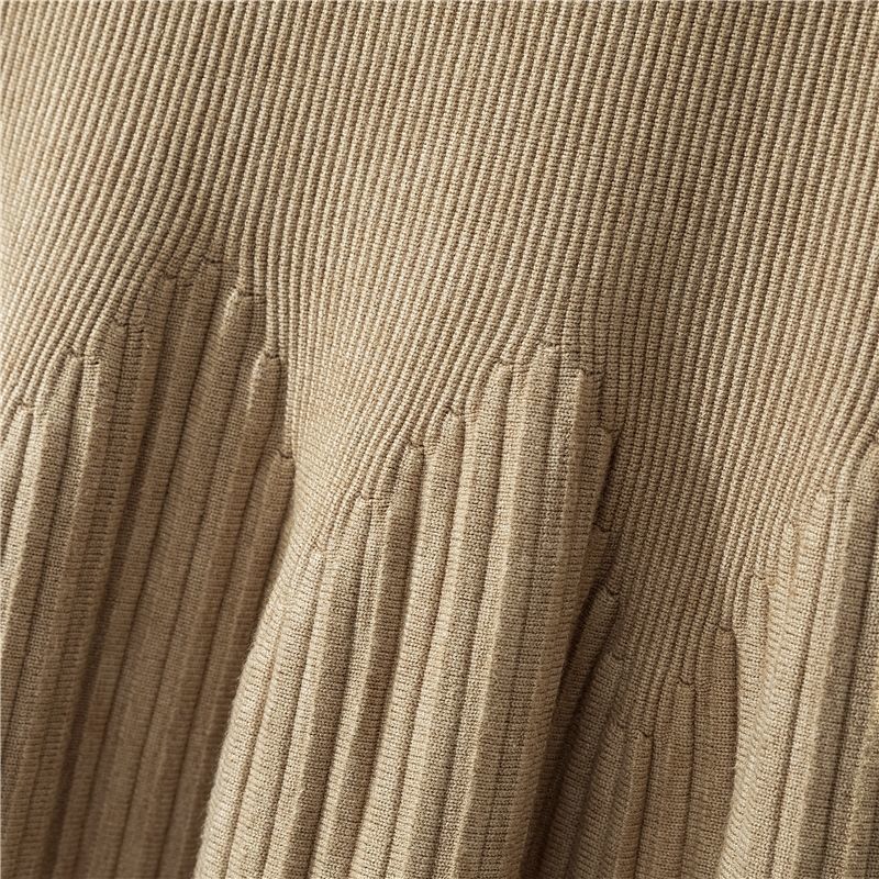 Hustý Teplý Dámský Pletený Svetr Sukně Vysoký Elastický Pas Áčkový Střih Módní Ležérní Dámské Dlouhé Sukně