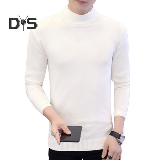 

Осенне-зимний мужской свитер с полувысоким воротником, толстая плюшевая трикотажная подкладка, эластичные длинные рукава, облегающий крой, теплый однотонный трикотаж для повседневной носки M белый