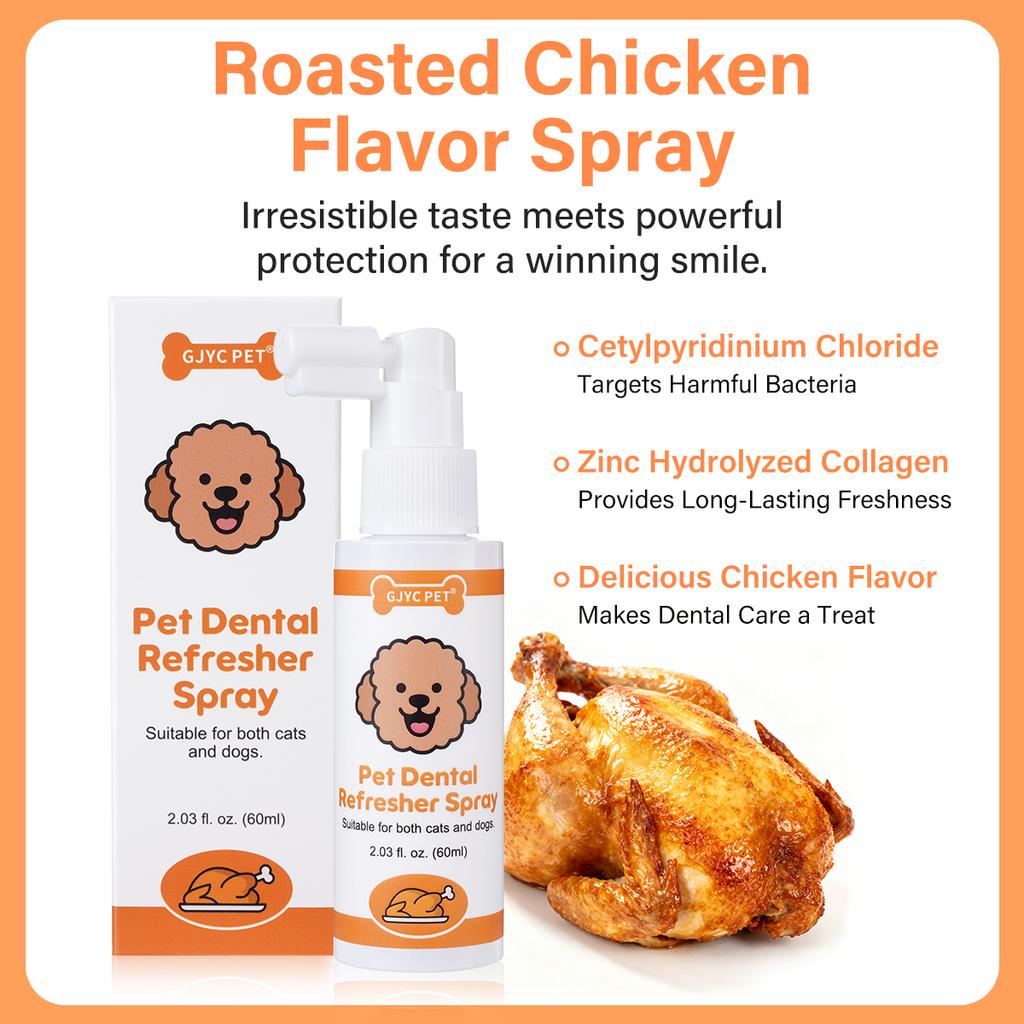 GJYC PET Roast Chicken Pet Oral Fresh Spray Cleanses Teeth Freshens Breath Removes Odors For Dogs Cats