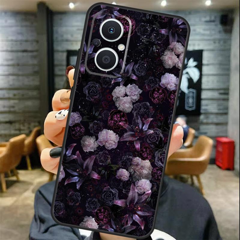 Půlnoční květinový kryt Pro OPPO Reno 13 13F 12 F 11 8T 7 8 10 Pro OPPO Find X8 X6 Pro X3 X5 Lite Kryt Coque
