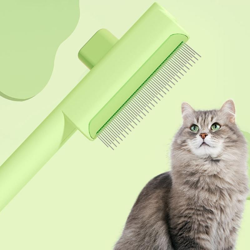 Cats Grooming Brush With Release Button Pet Hair Removal Comb For Short Long Hair Cats Massaging Shedding Cleaning Tool