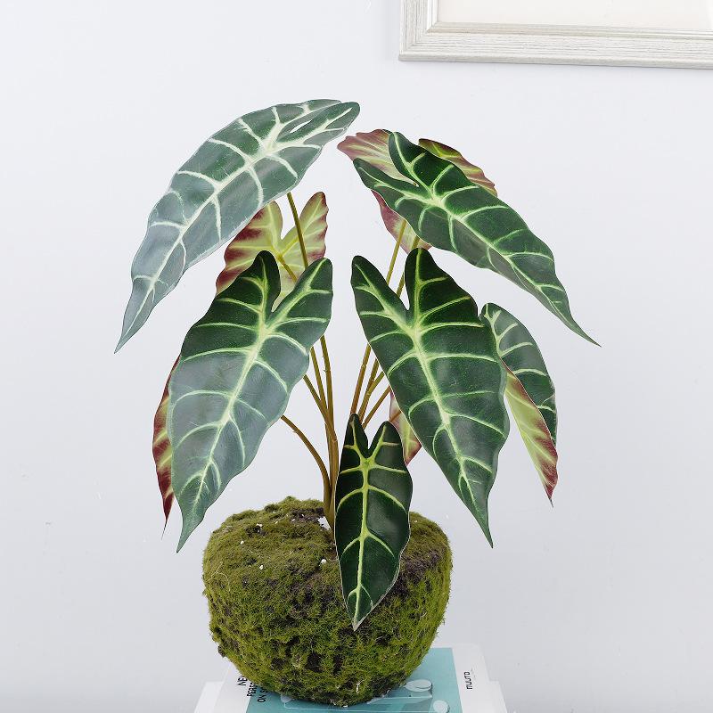 Artificial green plant potted plant Nordic living room decoration fake green plant autumn taro leaves artificial potted plant