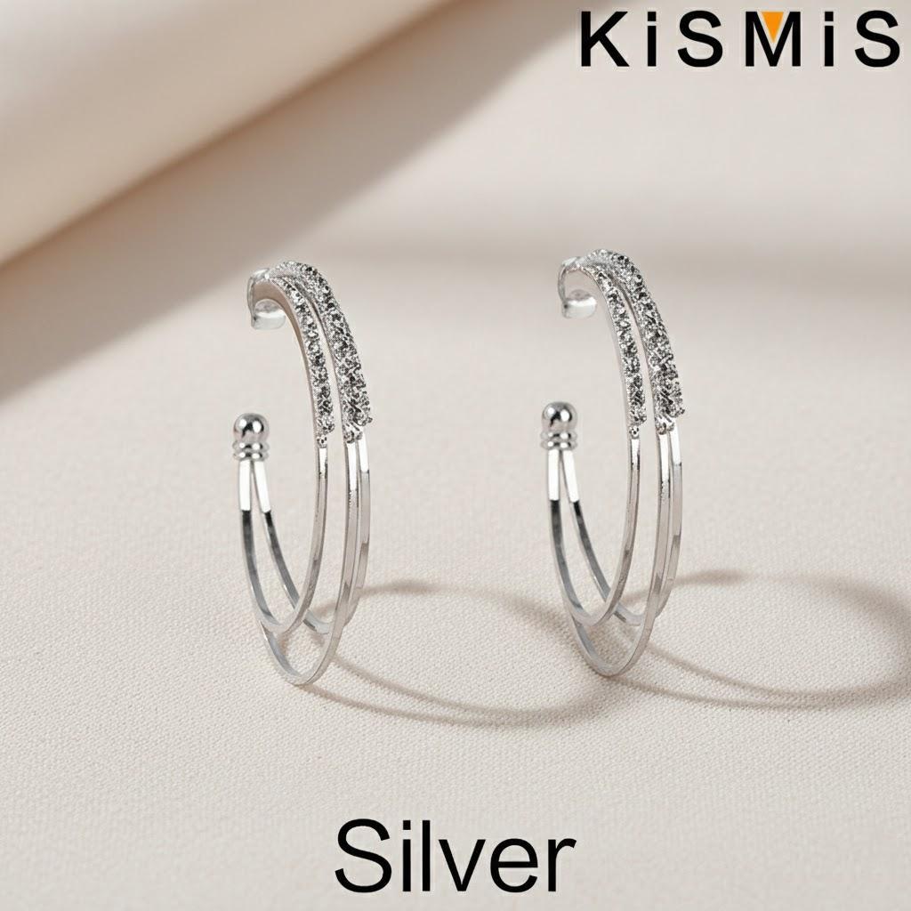 

Серебряные Круглые Серьги Роскошные Модные Персональные Серьги-Кольца Ювелирные Изделия Подарки Женские Аксессуары серебряный