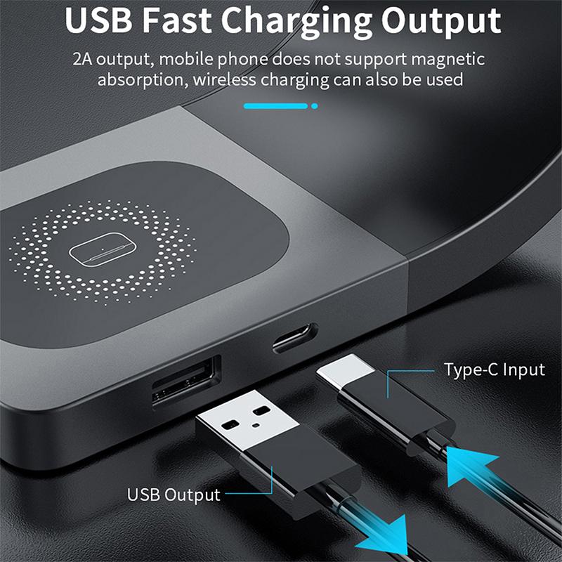 Wireless Charger Stand Metal Shell Magnetic 15W Fast Charging Station Stand for iPhone 12-17 Mobile Phones Airpods Watch 4 in 1