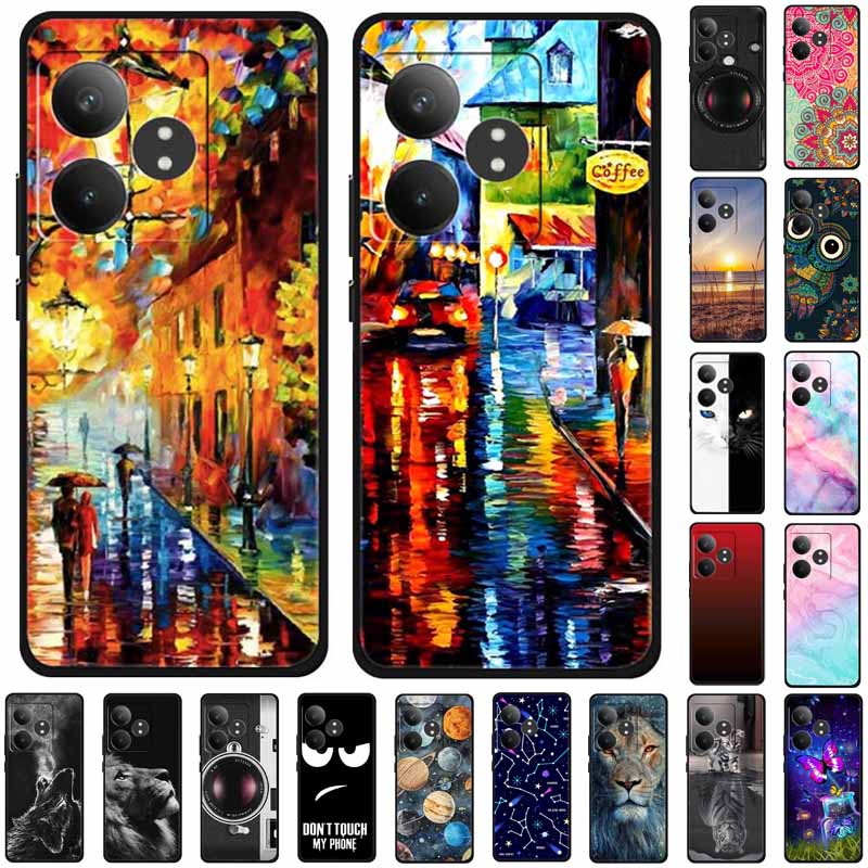 For Realme GT 6T Case Soft Feeling Silicone Luxury Phone Covers For Realme GT 6 GT6 Cases TPU Painted Marble Beautiful GT6t Wolf