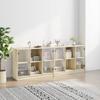 Bookshelf with Doors Sonoma Oak Finish 204 X 37 X 75 Cm Engineered Wood