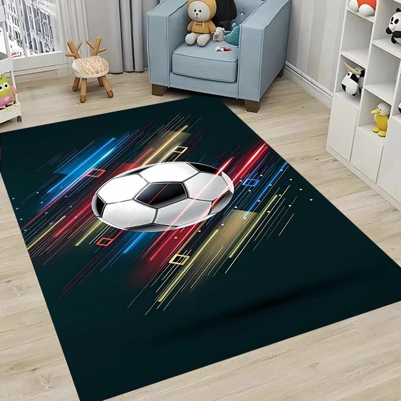 Ball Sports Themed Carpet Cartoon Soccer Floor Mat for Kids Bedroom Decor Football Large Area Rugs Home Living Room Hallway Rug