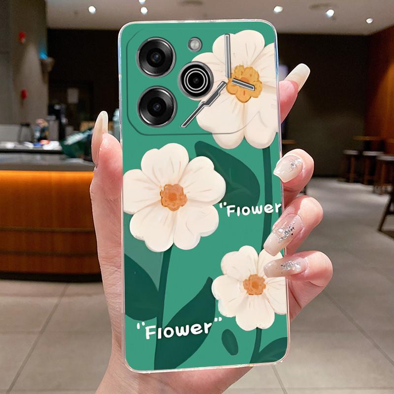 Phone Case For Tecno Pova 6 Pro 5G LI9 Case Tecno Pova 6 5G LI7 Back Cover Luxury Butterfly Flowers Transparent Soft TPU Casing