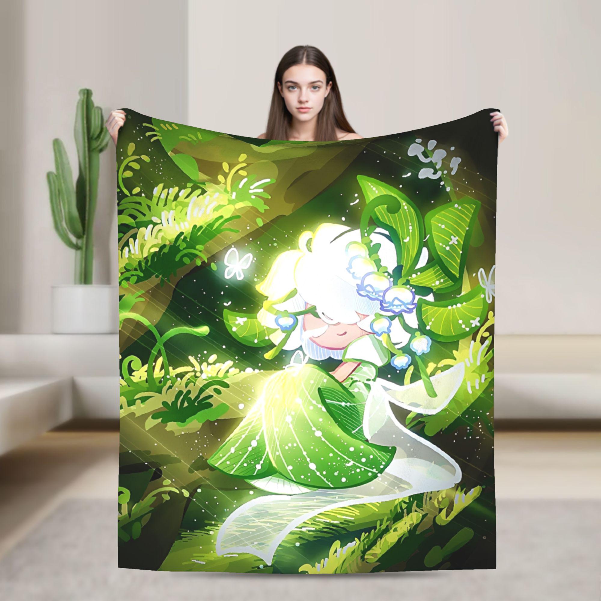 Cookie Run Kingdom White Lily Cookie Blankets Coral Fleece Plush Autumn Winter  Breathable Lightweight Throw Blankets for Sofa 75x90cm
