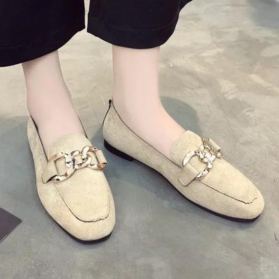 Fashion Hot Sale Shoes for Women Slip On Women Flats Autumn Square Toe Suede Metal Decoration Solft Sole Light Casual Comfortable Shoes