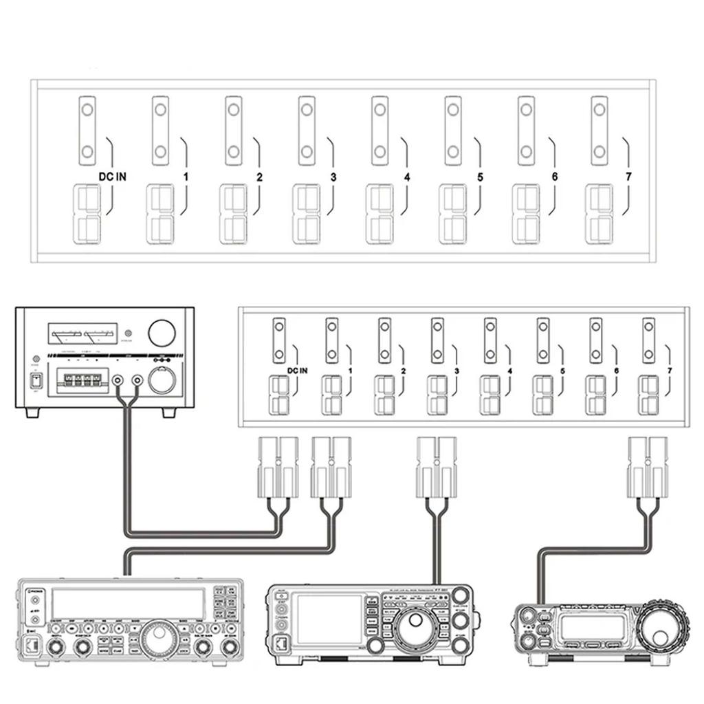 AP-8S 8 Channels Power Distributor, 8CH Power Splitter for Radio 8 Port Power Connector Screw Fixing DC 36V 45A