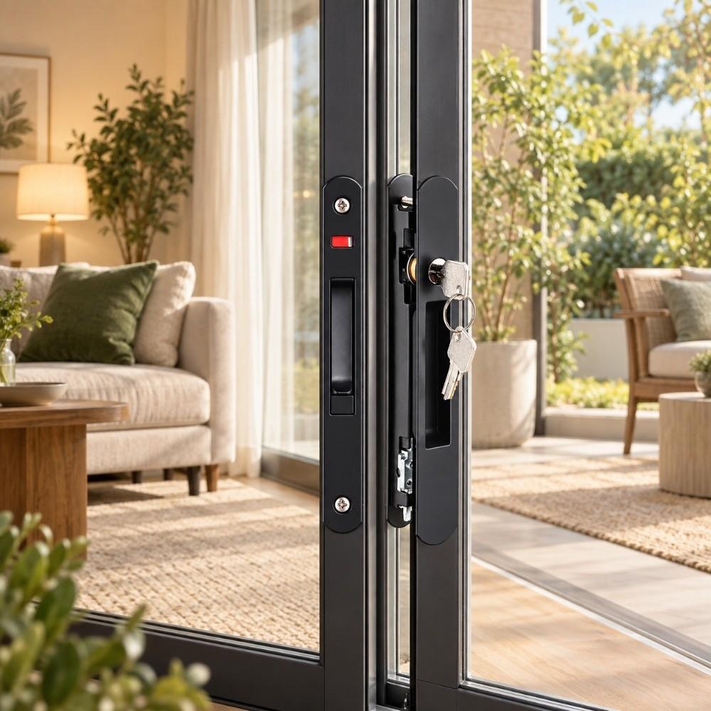 Keyed Sliding Door Lock Stainless Steel Sliding Door Latch Durable Window Hook Lock  Window