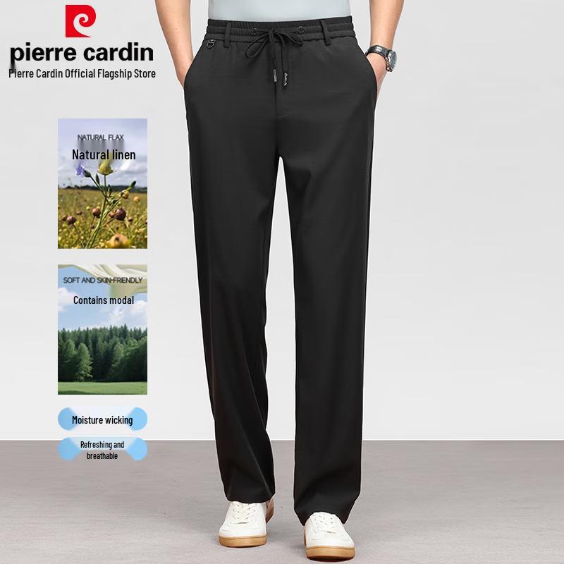 Pierre Cardin Men's Linen Modal Blend Straight-Leg Casual Pants