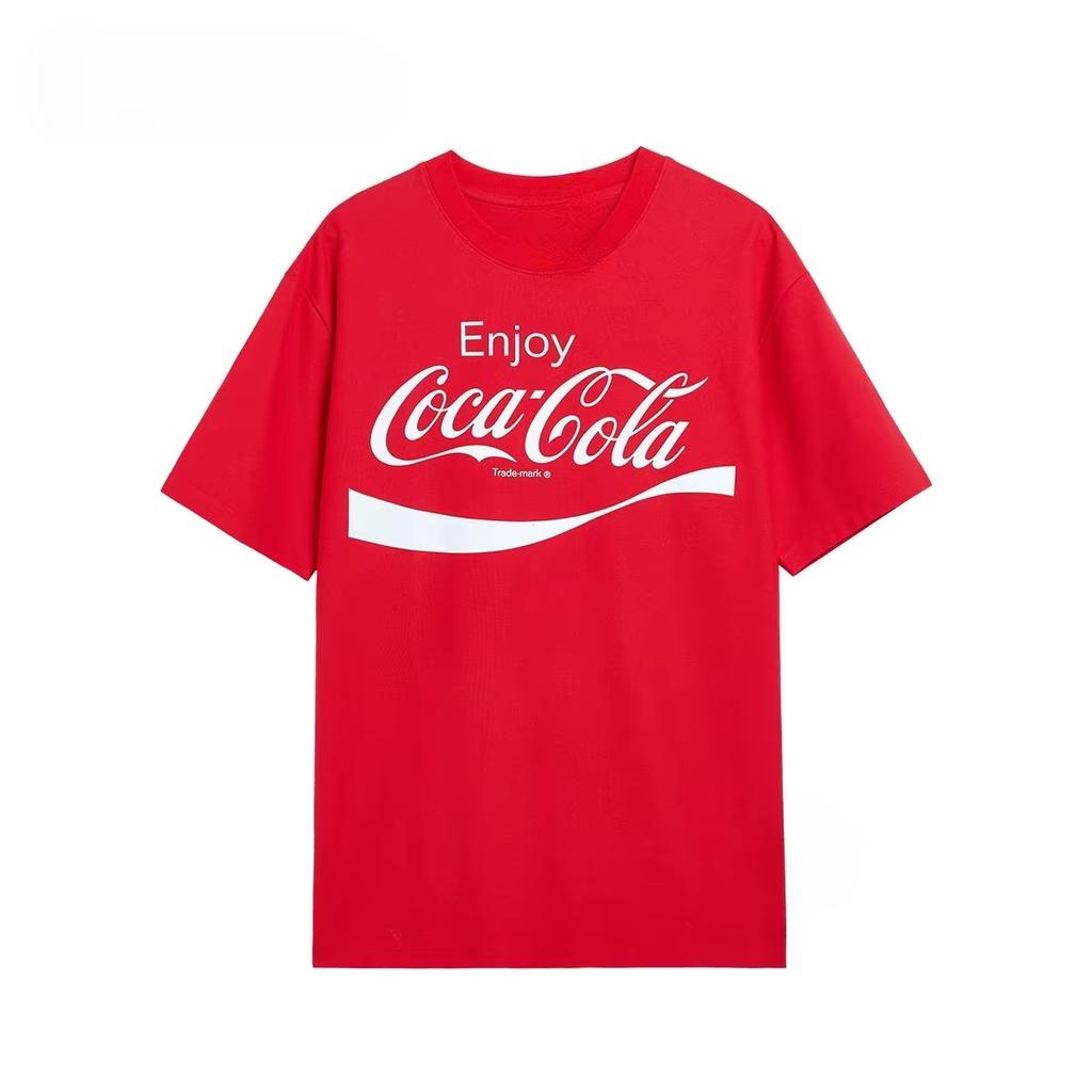 Trendy Fashion Coke Simple Letter Logo Red Luxury Casual TShirt Unisexs and Unisexs Luxury Top Fashion Casual Streetwear Tees