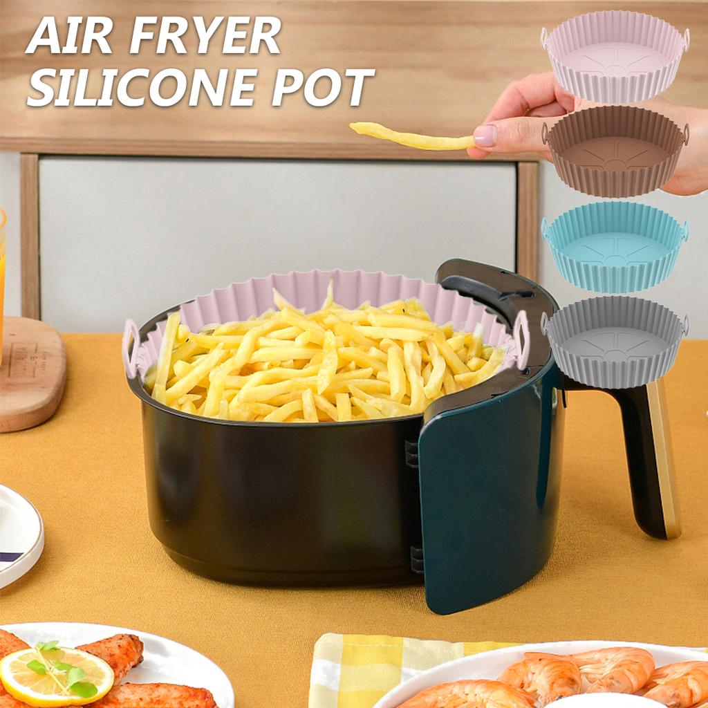 Air Fryer Silicone Pot 6.88inch Reusable Air Fryer Silicone Basket Pot Replacement for Paper Round Silicone Baking Pan