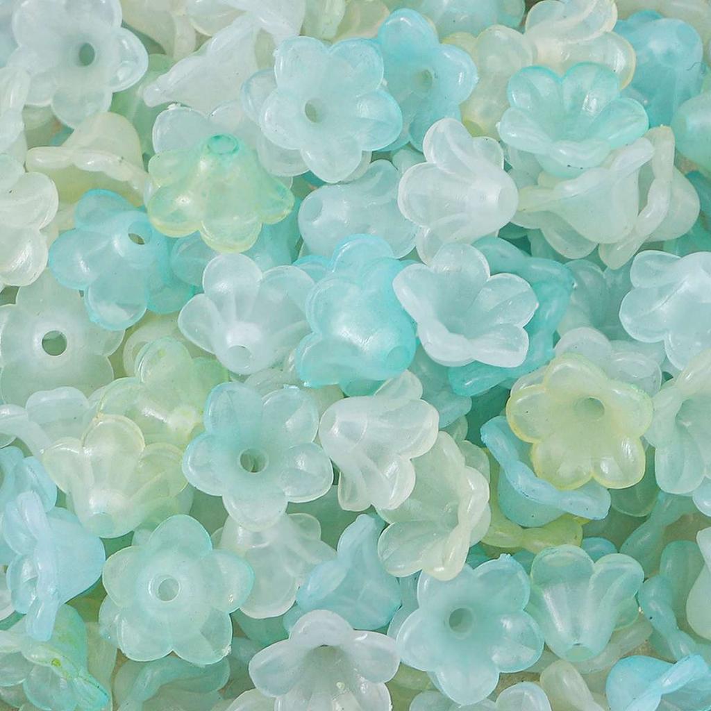 500g Acrylic Bellflower Beads Gradient AB Colorful Charm Trumpet Flower Pendant for DIY Jewelry Making Earrings Accessories