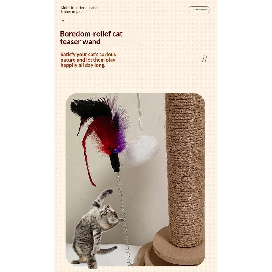 Small Sisal Scratching Post for Cats, Durable Cat Tree with Scratch Board for Indoor Cats, Pet Furniture