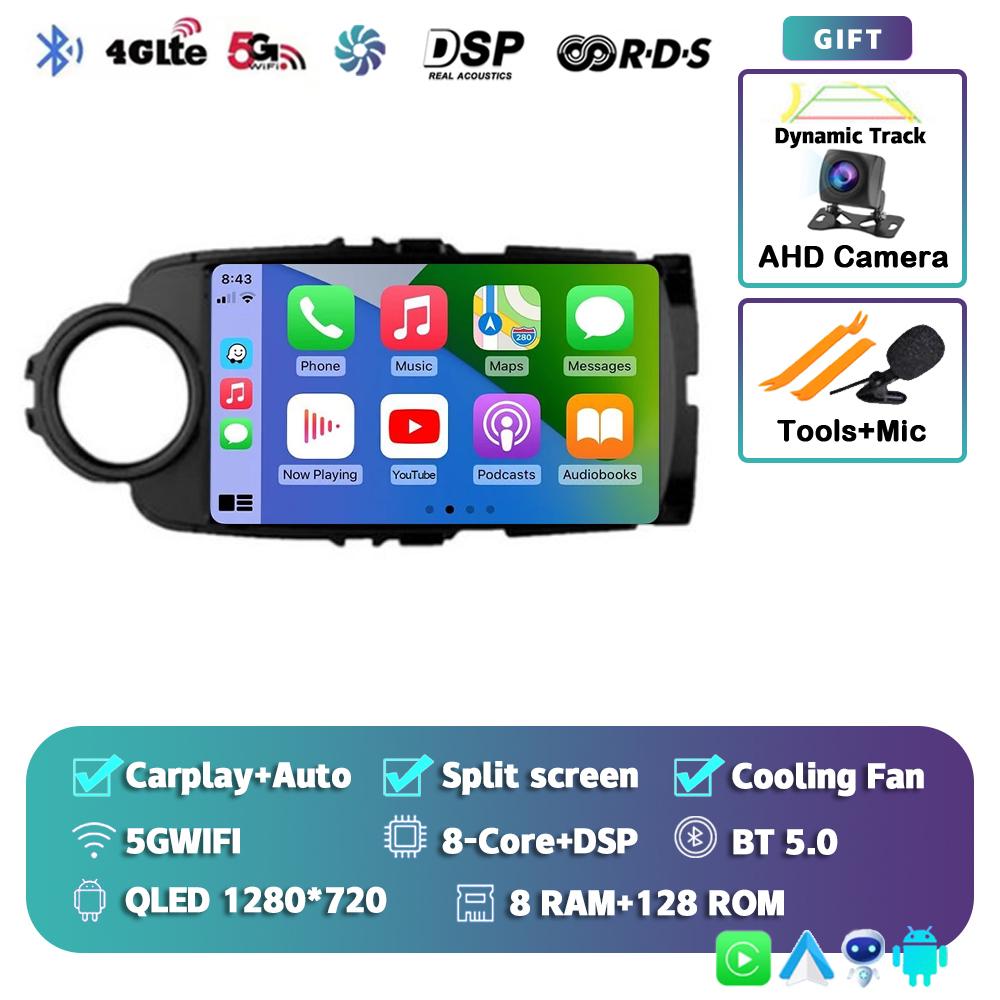 Android 14 Carplay Auto Car Radio For Toyota Yaris 2012 2013 2014 2015 2016 2017 GPS Multimedia Player Stereo WIFI+4G Video DSP
