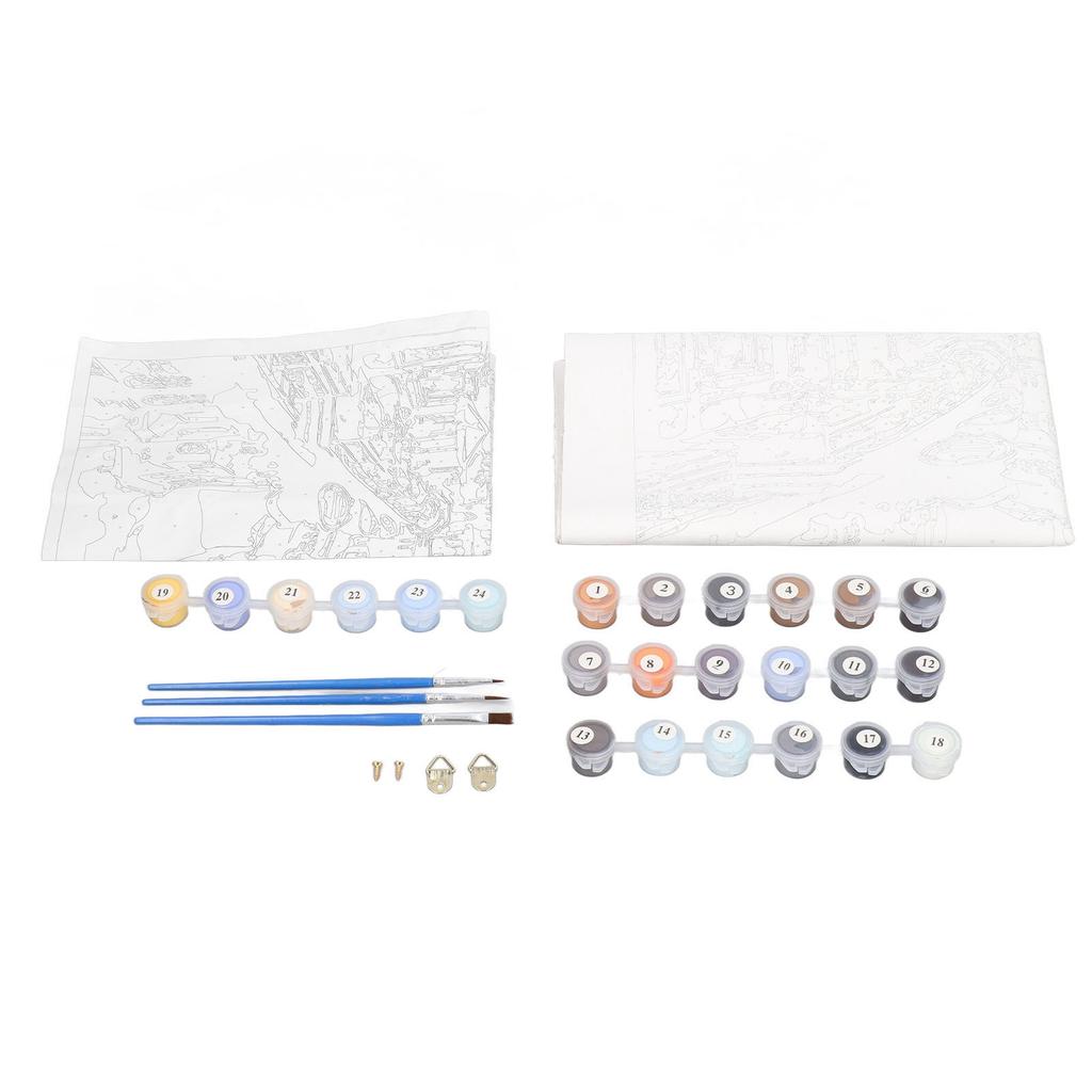 Paint By Number Kit Venetian Night Pattern DIY Canvas Pigment Brushes Oil Painting By Number Set for Adults