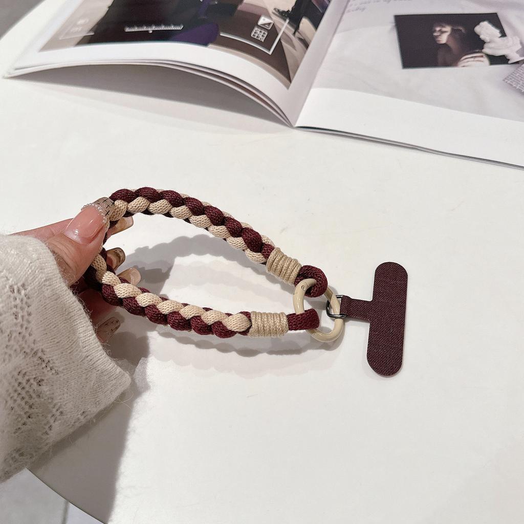 New Colorful Universal Braided Mobile Phone Lanyard Strap Cute Hanging Chain Ring Cord With Patch Wrist Strap Phone Detachable