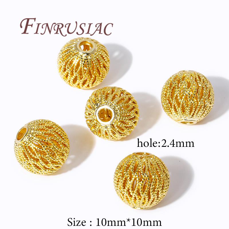 

18K Gold Plated Round Hollow Spacer Beads,Separators For Beads,High Quality Bracelets Bead For DIY Jewelry Making Accessories 4 pieces