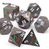 7 Pcs Black Flower Metal Dice Solid Metal Polyhedral Dice Set Suitable for Role-Playing RPG Board Game Card Game