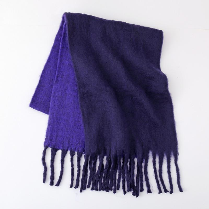 

Mohair scarf women s winter two-color soft waxy thickened autumn and winter coarse fringed versatile couple scarf темно-фиолетового