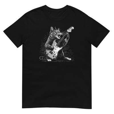 T-shirt Gatto Suonatore di Chitarra Tee Amante dei Gatti Gattini T-shirt per Animali Design Unisex