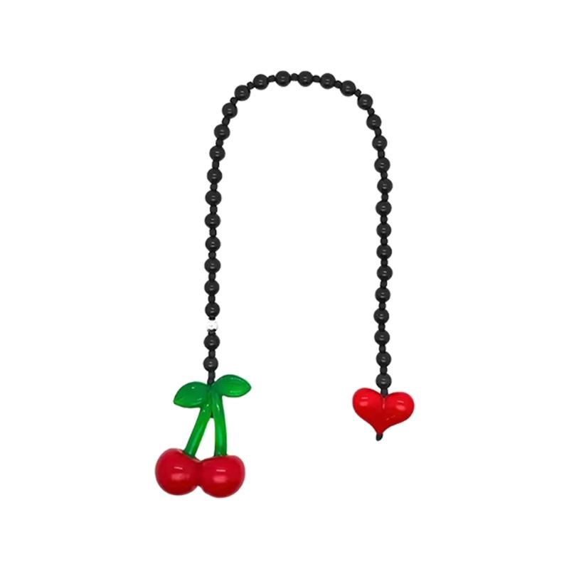 

Sweet Red Cherry Love Keychain Purse Decors Alloy Material Bag Pendant Everyday Carry Jewelry Accessory чорний