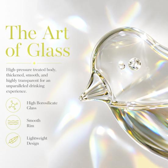 Bird Bam Glasses, Bird Shaped Glass Wine Glass, Creative Birds Cocktail Glass, Funny Clear Crystal Glasses, for Champagne, Mixed Drinks, Party,