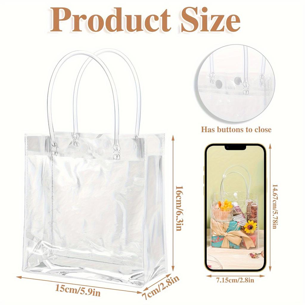 15PCS Transparent PVC Handbag Gift Bag Wedding Candy Companion Gift Bag Plastic Bag, Packaging Bag Gift Bag
