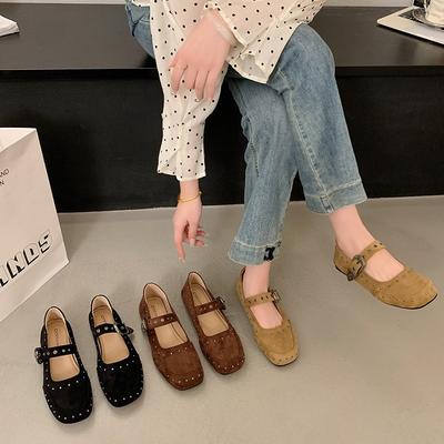 Flat Bottom Square Head Shallow Mouth Single Shoes Women's New Summer and Autumn Ballet with Skirt Mary Jane Shoes