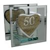 Celebrations Glass 50th Anniversary Tea Light Holder