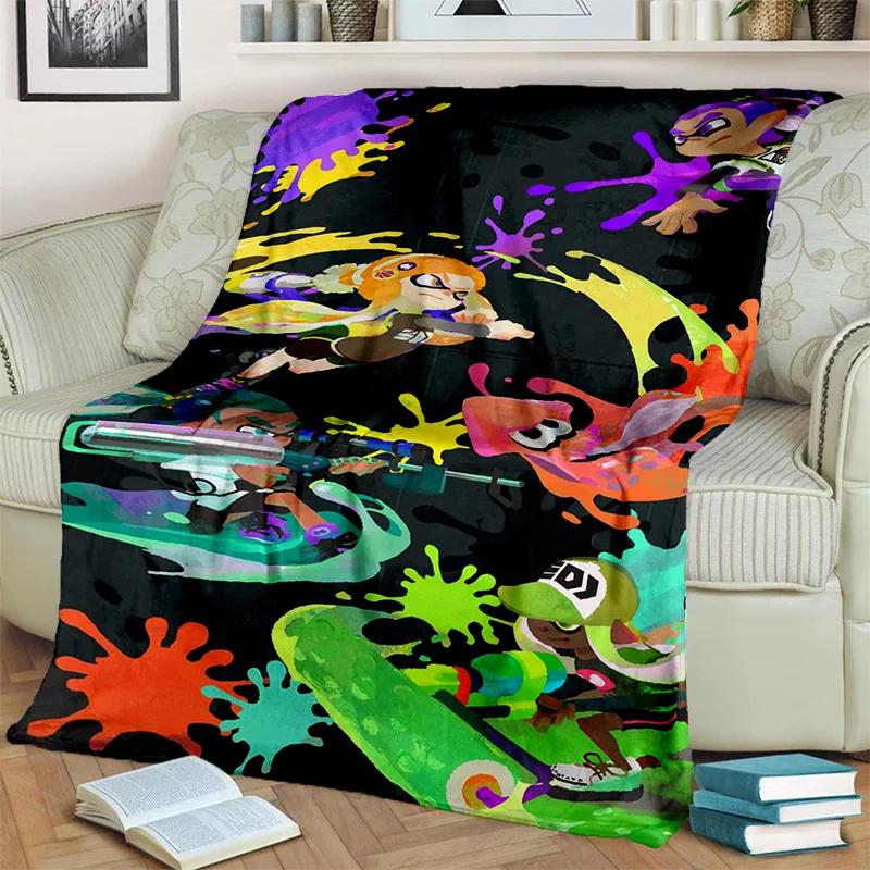 Cartoon PC Gamer 3D Games Splatoon Blanket,Soft Throw Blanket for Home Bedroom Bed Sofa Picnic Travel Office Cover Blanket Kids