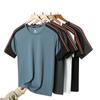 Sports running T-shirt color blocking men's and women's short sleeved T-shirt casual loose ice silk quick drying breathable fash
