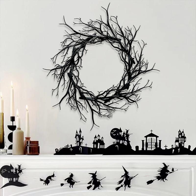 Halloween Plastic Unique Wall Hanging Party Decoration Pendants Arrange Props Wreath Garland Decorative 3 Styles