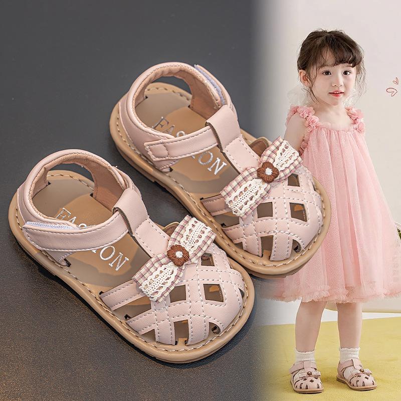 Toddler Walking Shoes Girls Sandals Ultra Soft Breathable Leather Shoes Anti-Collision Anti Slip Single Shoes