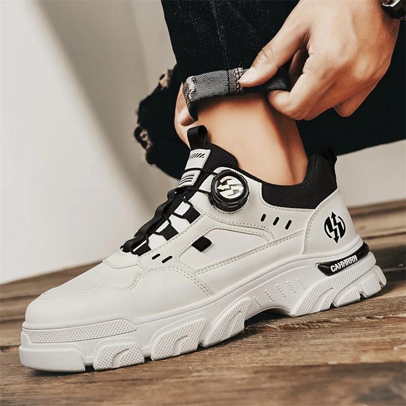 Men's Sneakers Fashion Leather Boots Outdoor Tactical Breathable Boots Hiking Casual Shoes Non-slip Men Ankle Boots