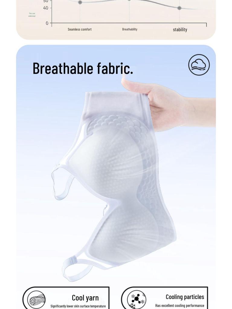 Women's Seamless Ice Silk Bra - Breathable, Soft, Anti-Sagging, and Supportive.