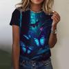 Butterfly 3D Print  Women's Casual Fashion Oversized Short Sleeve Y2K Girl Tops Clothing